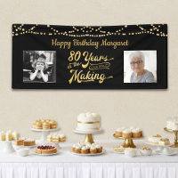 80th Birthday Black Gold String Lights Photos