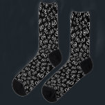 80th Birthday Black/White Random Number Pattern Socks<br><div class="desc">Milestone number 80: This random number pattern is a fun gift idea for your 80th birthday. The unique design is a white milestone number 80 that is repeated and scattered over a black background. You don’t have to be 80 years old to wear these; the black and white design is...</div>