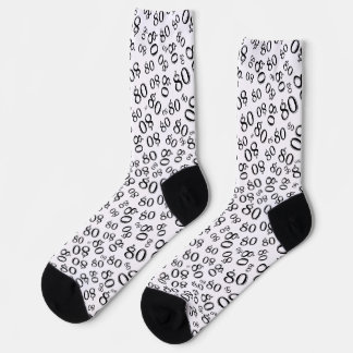 80th Birthday Black/White Random Number Pattern Socks