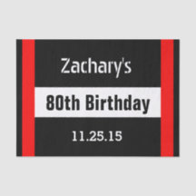 80th Birthday Black with Red Frame Custom A01E1