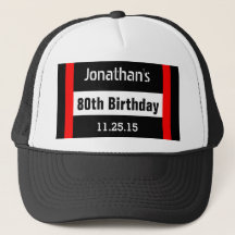 80th Birthday Black with Red Frame Custom A42B