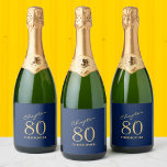 80th Birthday Blue Gold Chapter 80 Sparkling Wine Label<br><div class="desc">Add a touch of sparkle to your loved one's 80th birthday celebration with these gorgeous Blue Gold sparkling wine bottle labels. Perfect for that finishing touch to a party.</div>