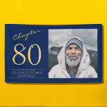 80th Birthday Blue Gold Photo Banner<br><div class="desc">Celebrate your loved one's birthday in style with a blue and gold birthday banner featuring their favourite photo. Discover how this high-quality,  customisable banner can elevate any birthday celebration and create a lasting impression for the birthday honoree.</div>