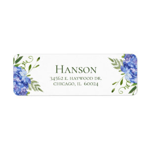 80th Birthday Blue Hydrangeas Return Address Label