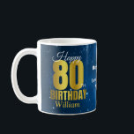 80th Birthday Blue Space Typography Coffee Mug<br><div class="desc">A bold and striking 80th birthday mug. This special milestone birthday mug consists of the typography 'Happy 80th birthday' on a blue space background.  Add a name message for a custom gift.</div>