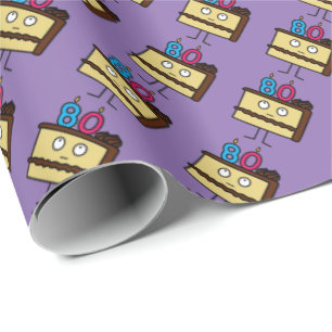 80th Birthday Cake with Candles Wrapping Paper