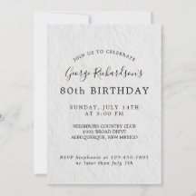 80th Birthday Card Invitation