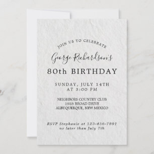 80th Birthday Card Invitation