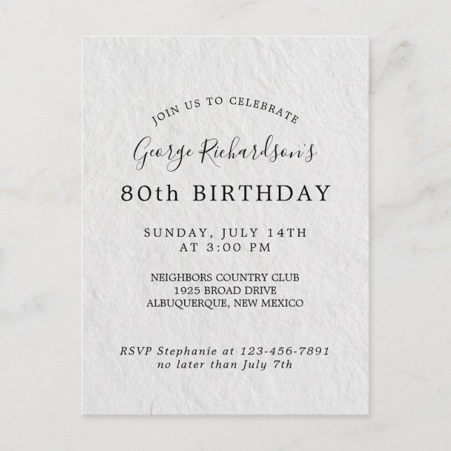 80th Birthday Card Invitation (Front)