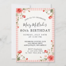 80th Birthday Card Invitation