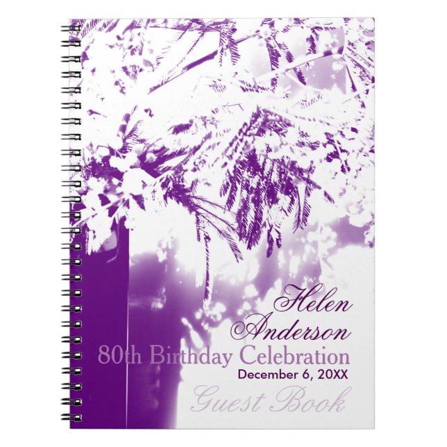 80th Birthday Celebration Flower Bouquet GuestBook Notebook (Front)