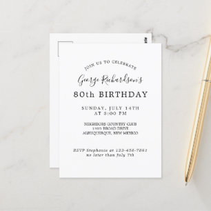 80th Birthday Celebration Invite Invitation Postcard