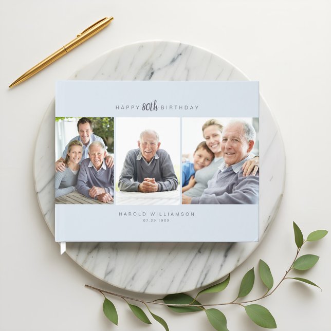 80th Birthday Celebration Multiple Photo Collage Guest Book (80th Birthday Celebration Multiple Photo Collage Guest Book)