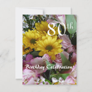 80th Birthday Celebration!-Party/Floral Bouquet Invitation