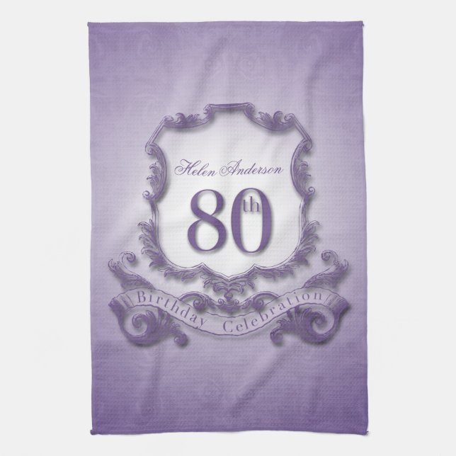 80th Birthday Celebration Personalised K. Towel (Vertical)