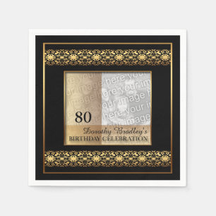 80th Birthday Celebration Photo Paper Napkins