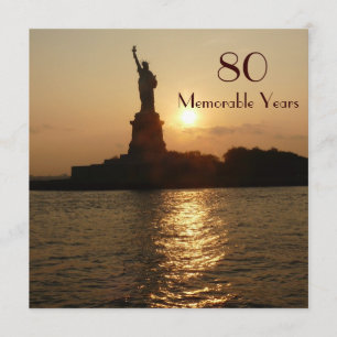 80th Birthday Celebration/Statue of Liberty Sunset Invitation