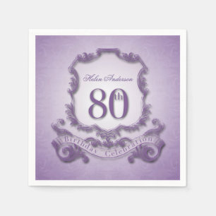 80th Birthday Celebration Vintage Frame Napkin
