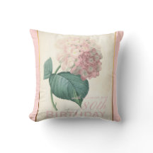 80th Birthday Celebration Vintage Hydrangea Pillow