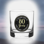 80th Birthday Celebration Whiskey Glass<br><div class="desc">To celebrate a 80th Birthday. Whisky glass with birthday and name of the gift recipient.</div>