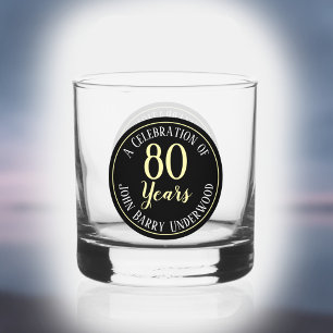 80th Birthday Celebration Whiskey Glass