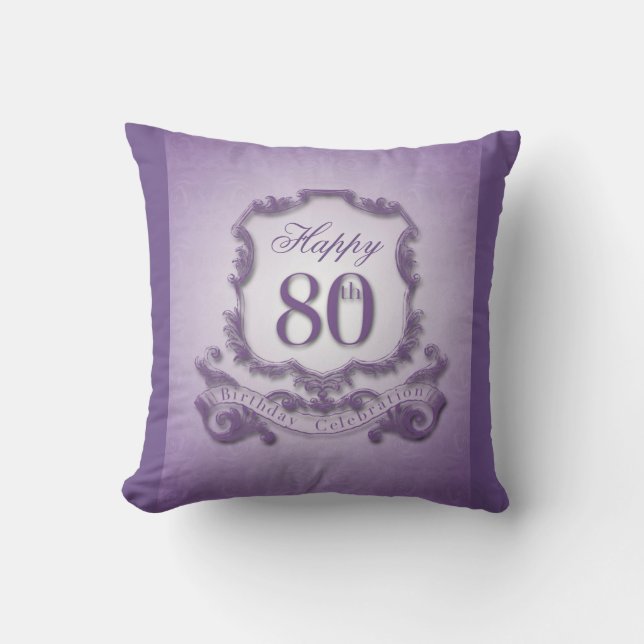 80th Birthday Celebration with Message (back) Cushion (Front)