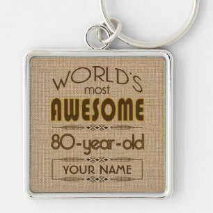 80th Birthday Celebration World Best Fabulous Key Ring