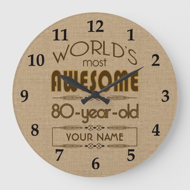 80th Birthday Celebration World Best Fabulous Large Clock (Front)
