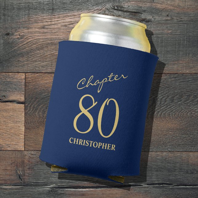 80th Birthday Chapter 80 Blue Gold Can Cooler (Add a touch of sparkle to your loved one's 80th birthday celebration with the Blue Gold can coolers.)
