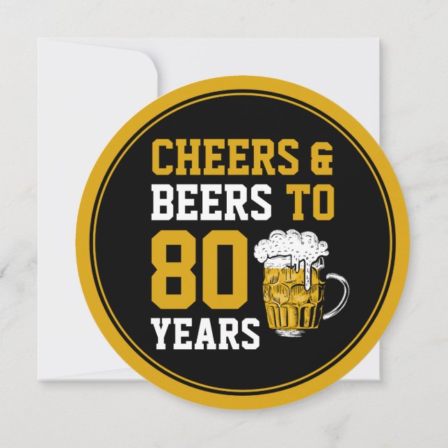 80th Birthday Cheers and Beers to 80 Years Modern Invitation (Back)