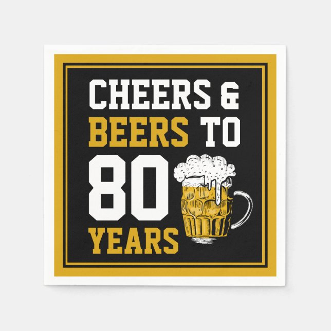 80th Birthday Cheers & Beers to 80 Years Napkin (Front)