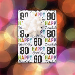 80th Birthday Colourful Typography  Wrapping Paper<br><div class="desc">Three wrapping paper showcase "Happy Birthday" in a harmonious blend of typography. "HAPPY" is bold and prominent,  while "Birthday" is in a casual script. The number 80,  decorated with colourful polka dot confetti,  making it a perfect gift wrap for anyone's 80th birthday.</div>