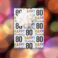 80th Birthday Colourful Typography Wrapping Paper
