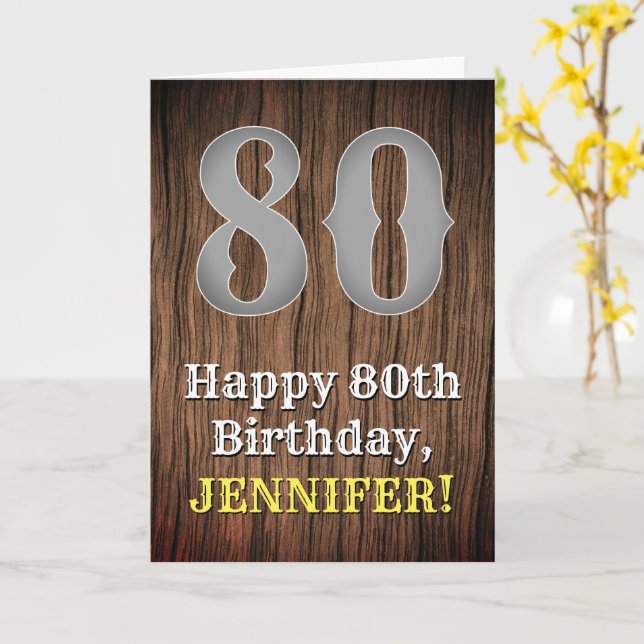 80th Birthday: Country Western Inspired Look, Name Card (Yellow Flower)