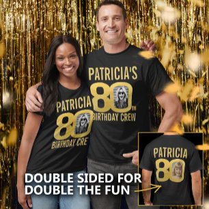 80th birthday crew custom name photo fun  T-Shirt