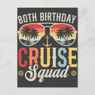 80TH Birthday Cruise Squad Family Matching Postcard