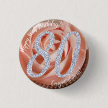 80th Birthday Cupcake 3 Cm Round Badge