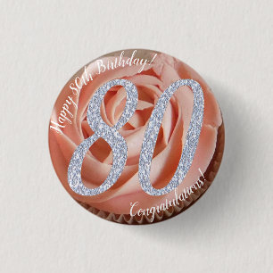 80th Birthday Cupcake 3 Cm Round Badge