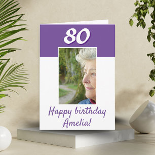 80th Birthday Custom Photo Happy Birthday Card