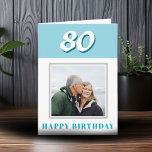 80th Birthday Custom Photo Personalised Card<br><div class="desc">80th Birthday Custom Photo Personalised Card. Personalised 80th birthday greeting card for someone celebrating 80 years. This modern and simple design features the age,  photo and Happy birthday card. Add your photo into and message inside or erase it. You can also change the year number.</div>