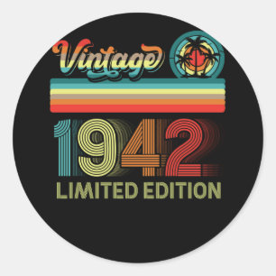 80th Birthday Decorations Men 80 Year Old 1942 Classic Round Sticker