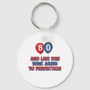 80th birthday designs key ring