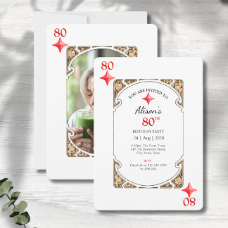80th Birthday Diamond Playing Card Invitation