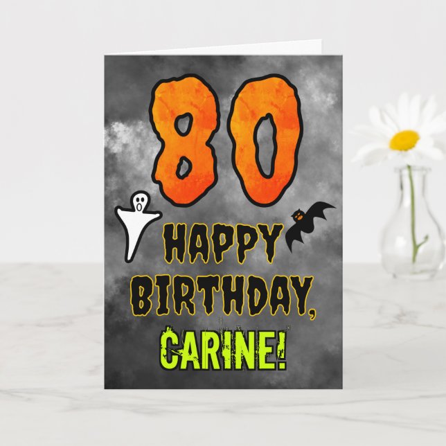 80th Birthday: Eerie Halloween Theme + Custom Name Card (Small Plant)