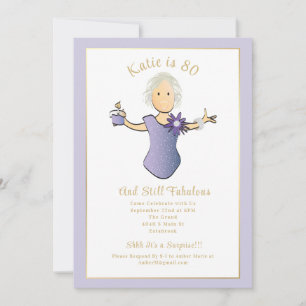 80th Birthday Elegant Blue Gold Fabulous 80  Invitation