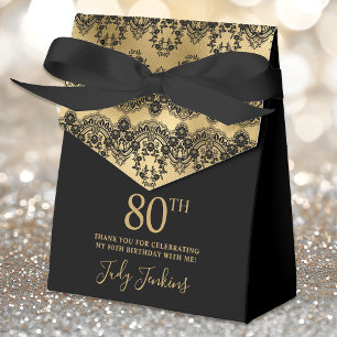 80th Birthday Elegant Gold Lace Thank You Favour Box