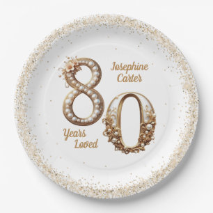 80th Birthday Elegant Party Paper Plate
