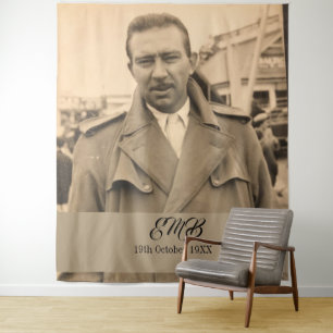 80th Birthday Elegant Photo Monogram Male Tapestry