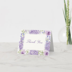 80th Birthday Elegant Purple Floral Thank You Note Card