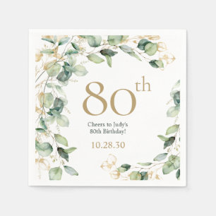 80th Birthday Eucalyptus Napkin